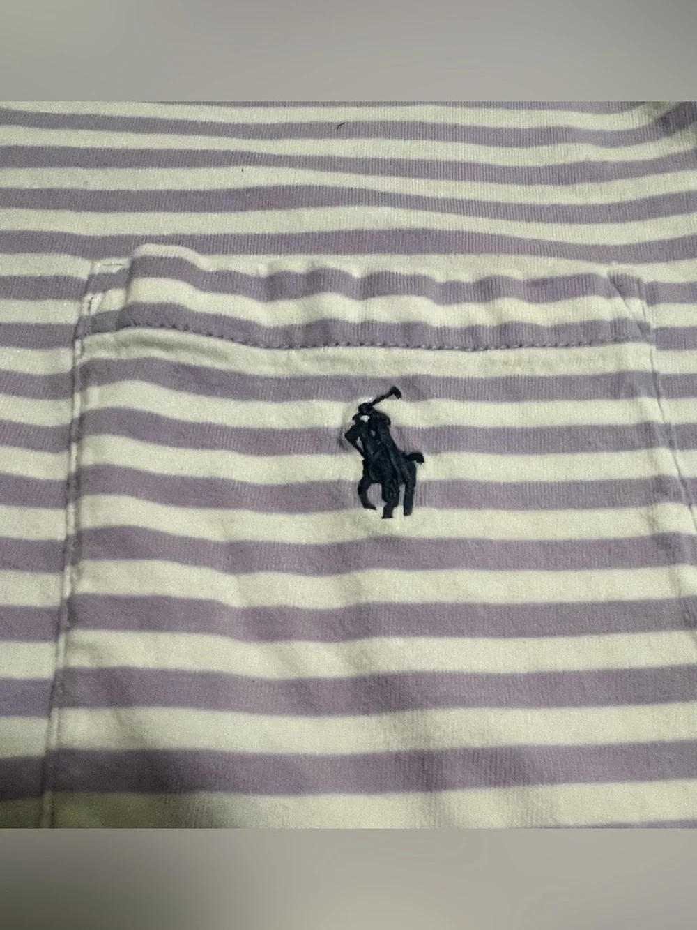 Polo Ralph Lauren Men’s Purple And White Striped Pocket Polo Shirt Size L